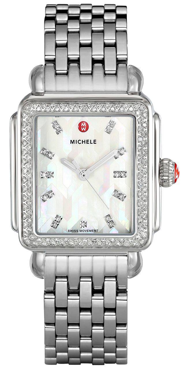Michele Deco Collection Battery Operated Quartz Pearl White Ladies Watch MWW06T000159 
