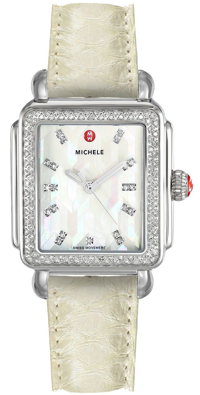 Michele Deco Collection Battery Operated Quartz Pearl White Ladies Watch MWW06T000160 