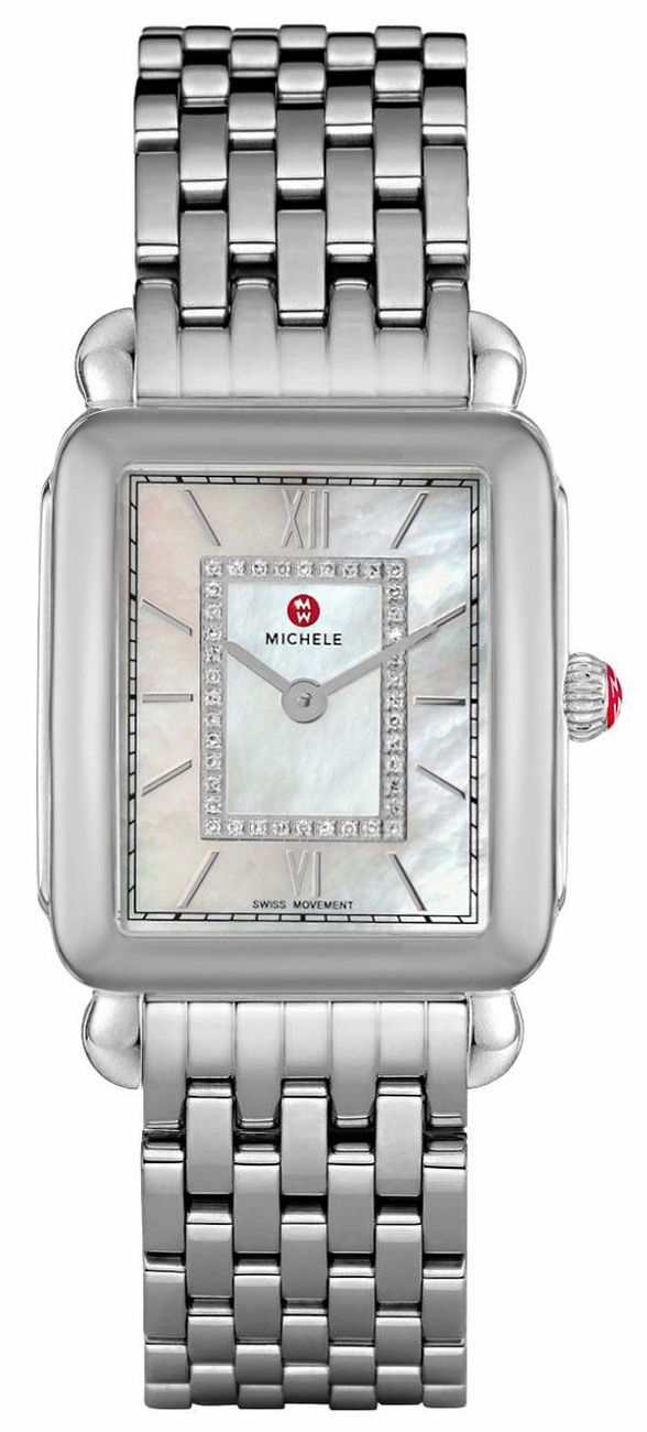 Michele Deco Collection Battery Operated Quartz Pearl White Ladies Watch MWW06I000026 
