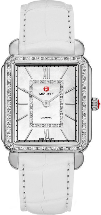 Michele Deco Collection Battery Operated Quartz Pearl White Ladies Watch MWW06I000003 