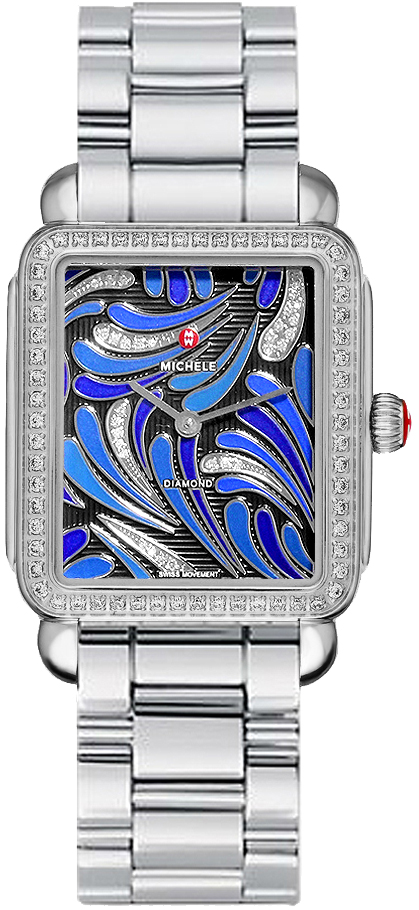 Michele Deco Collection Battery Operated Quartz Blue Ladies Watch MWW06X000110 
