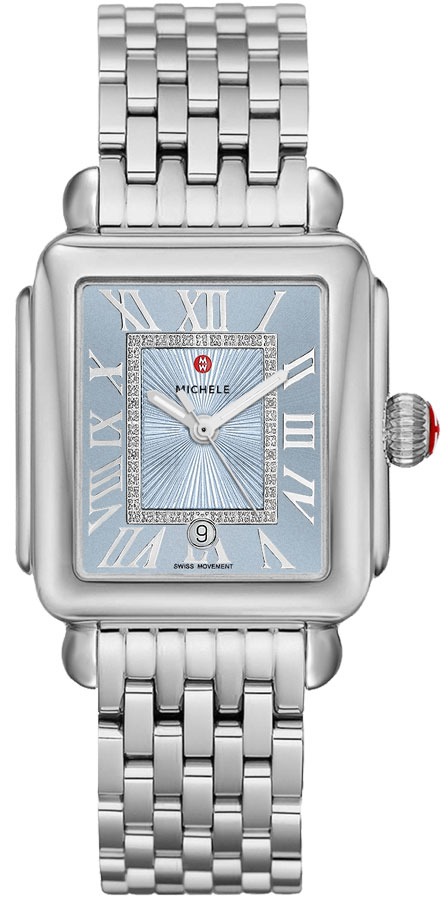 Michele Deco Collection Battery Operated Quartz Blue Ladies Watch MWW06G000029 