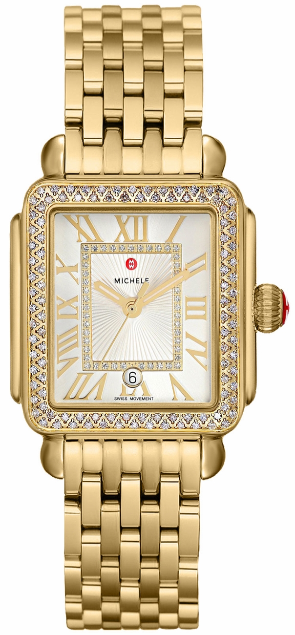 Michele Deco Collection Battery Operated Quartz Silver White Ladies Watch MWW06G000003 