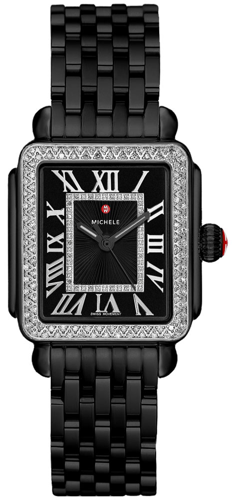 Michele Deco Collection Battery Operated Quartz Black Ladies Watch MWW06G000008 
