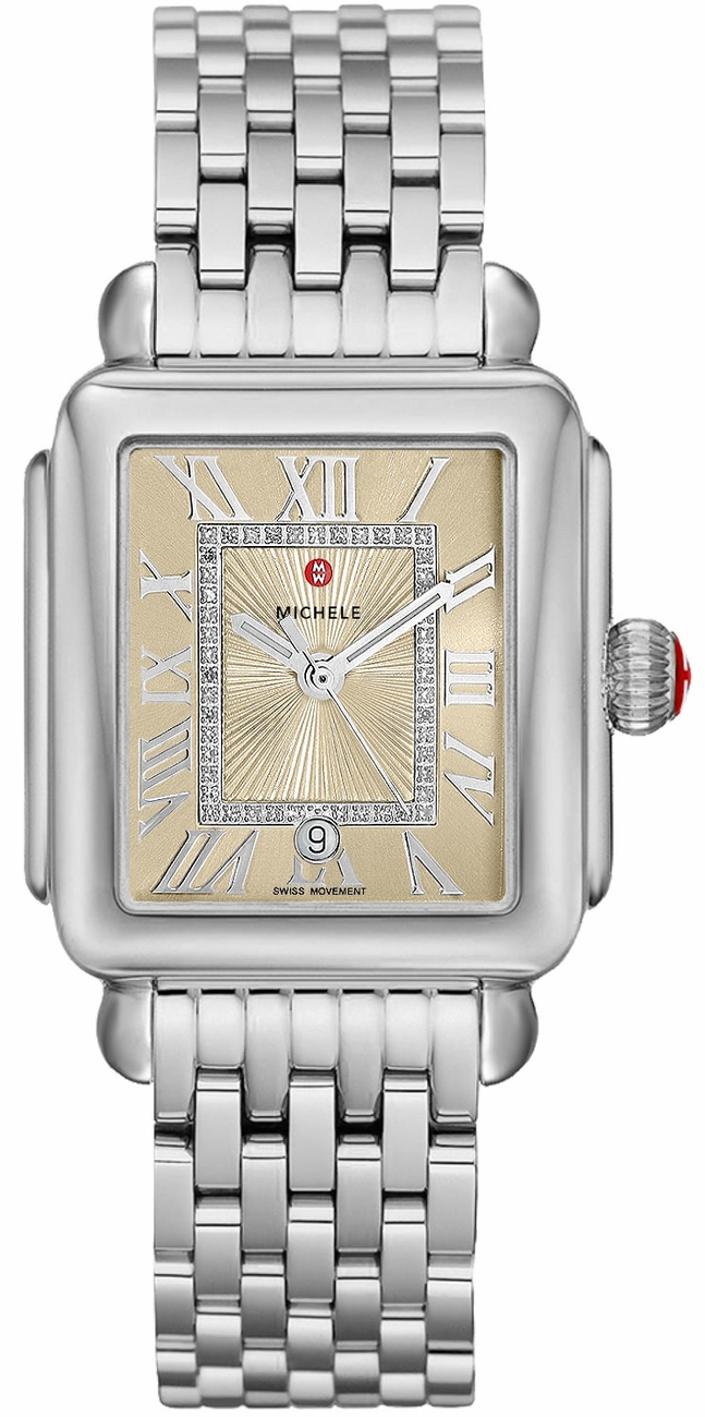 Michele Deco Collection Battery Operated Quartz Champagne Ladies Watch MWW06T000169 