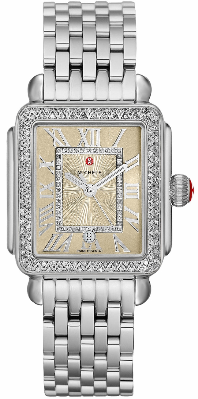 Michele Deco Collection Battery Operated Quartz Champagne Ladies Watch MWW06T000170 