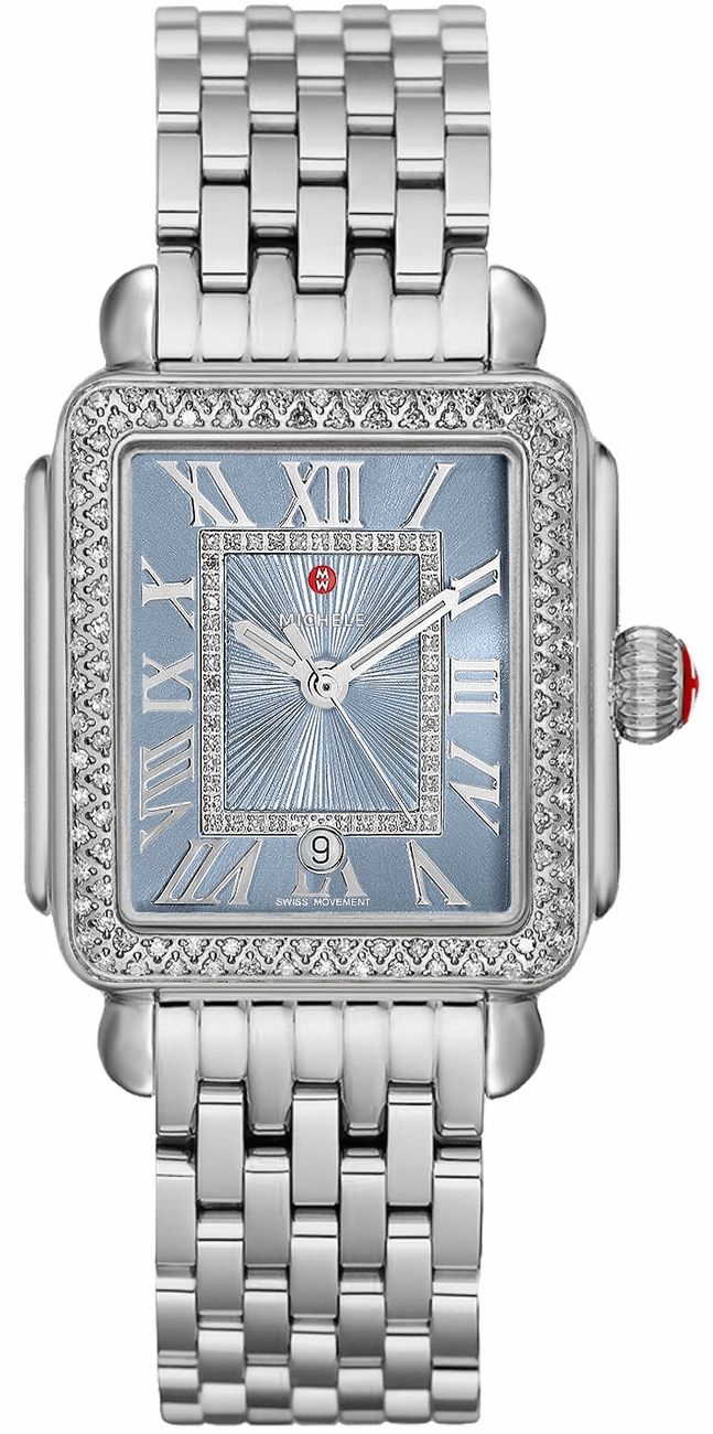 Michele Deco Collection Battery Operated Quartz Blue Ladies Watch MWW06T000180 