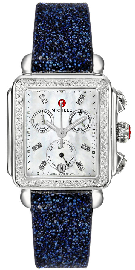 Michele Deco Collection Battery Operated Quartz Pearl White Ladies Watch MWW06P000099-BLULT 