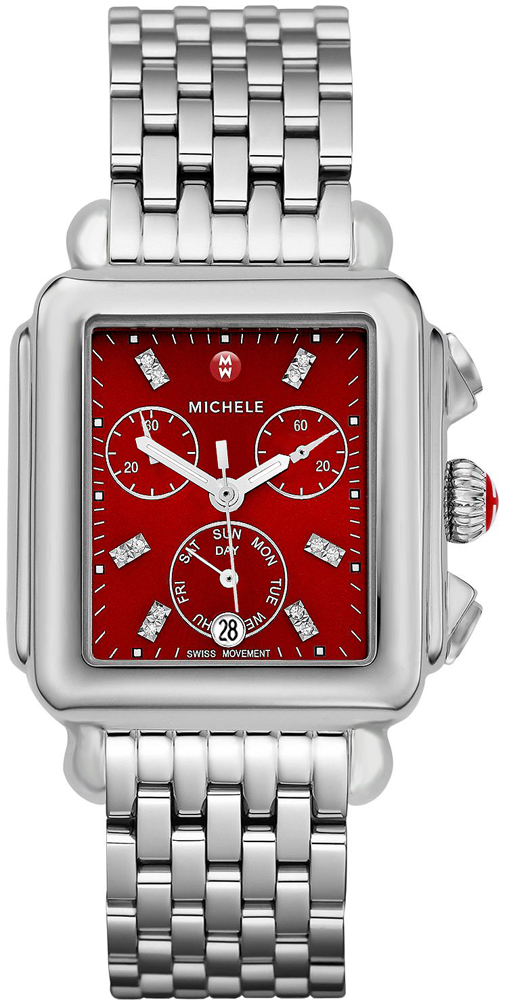 Michele Deco Collection Battery Operated Quartz Red Ladies Watch MWW06P000265 