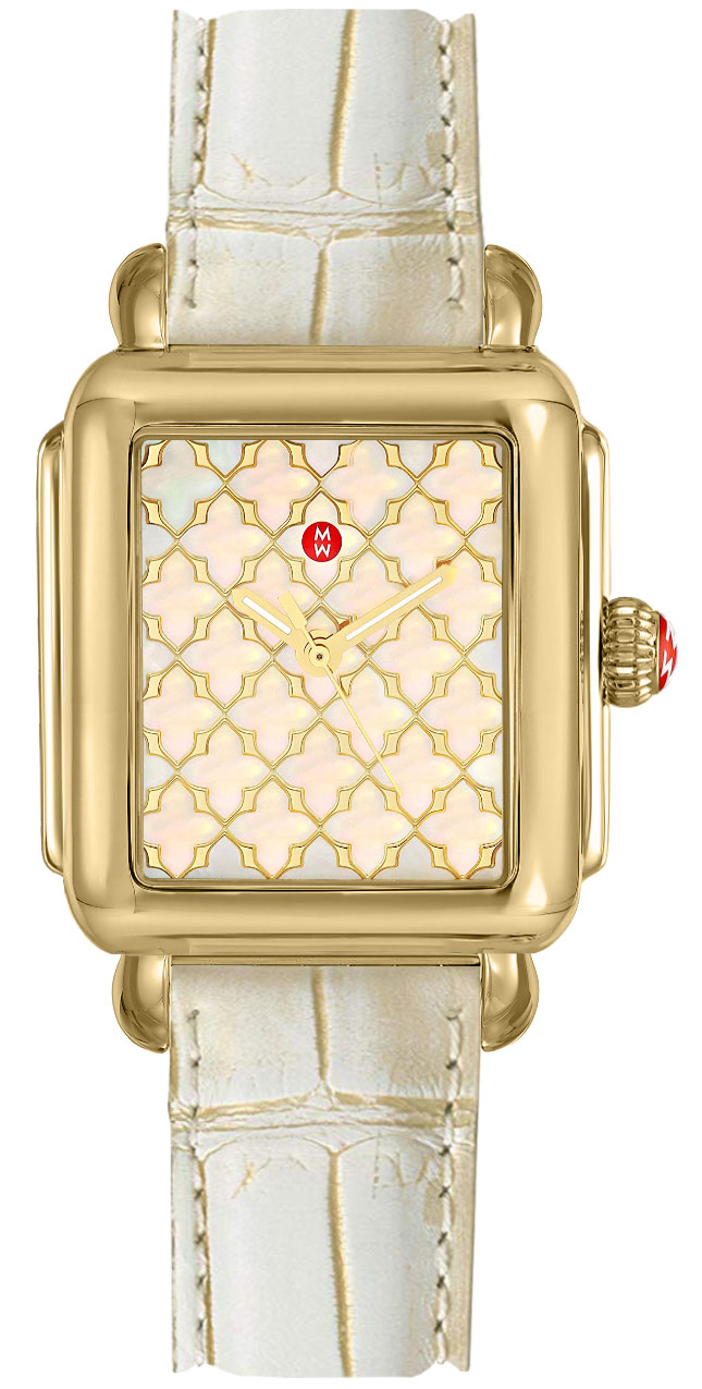 Michele Deco Collection Battery Operated Quartz Pearl White Ladies Watch MWW06T000178 