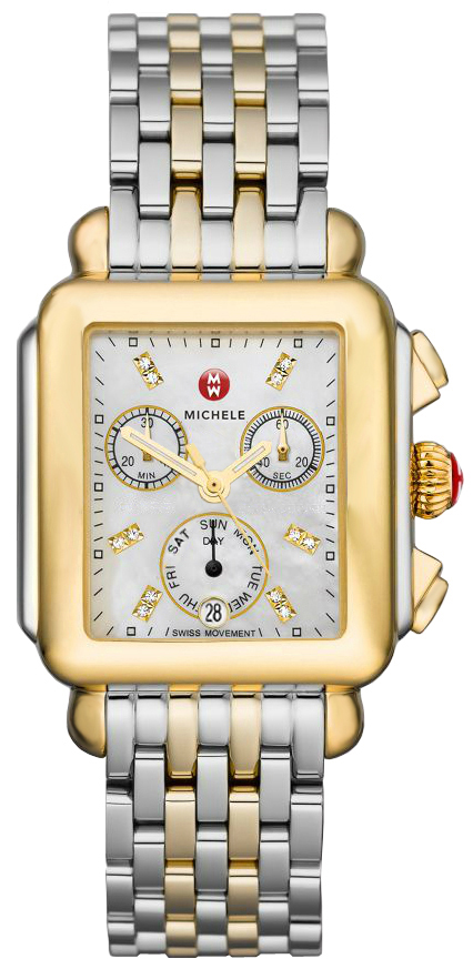 Michele Deco Pearl White & Diamond Dial Chronograph Ladies Watch MWW06P000122 