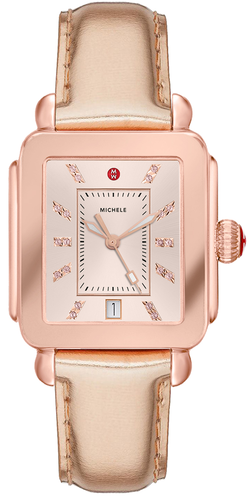 Michele Deco Collection Battery Operated Quartz Pink Gold Ladies Watch MWW06K000022 