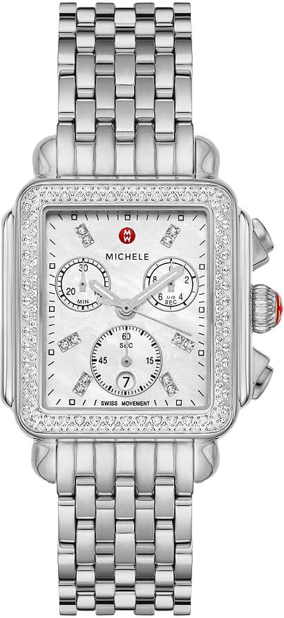 Michele Deco Collection Battery Operated Quartz Pearl White Ladies Watch MWW06A000775 