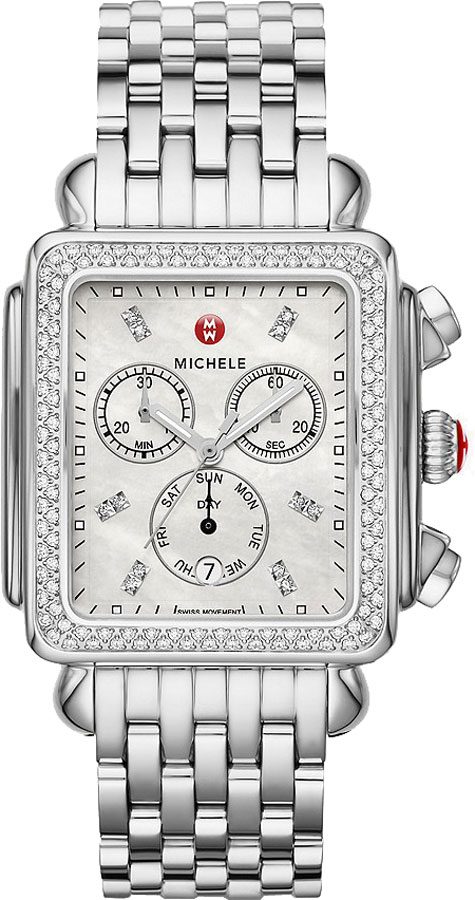 Michele Deco Collection Battery Operated Quartz Silver White Ladies Watch MWW06Z000035 