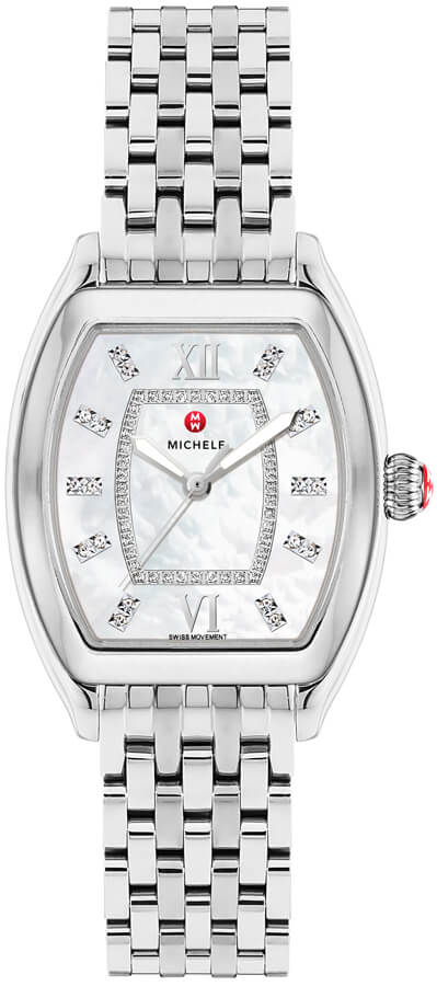 Michele Releve Battery Operated Quartz Pearl White Ladies Watch MWW19B000003 