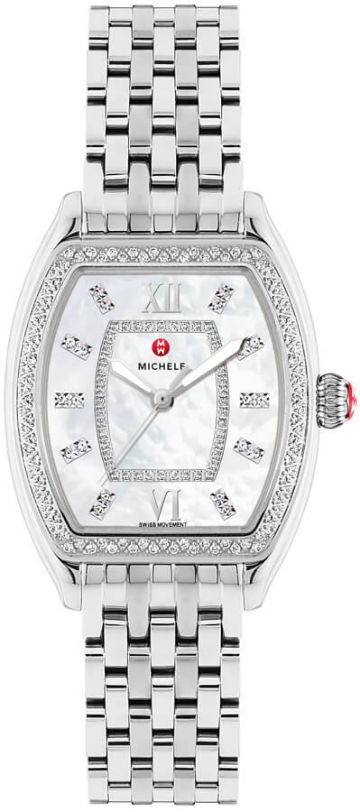 Michele Releve Battery Operated Quartz Pearl White Ladies Watch MWW19B000001 