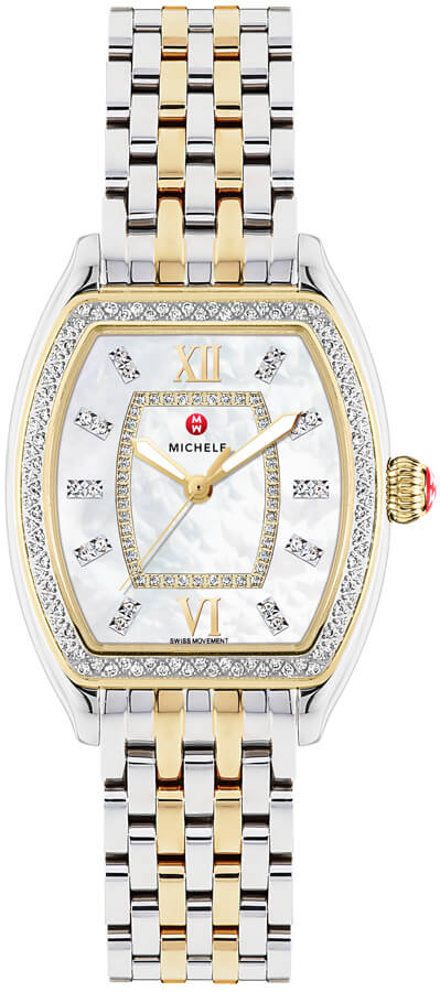 Michele Releve Battery Operated Quartz Pearl White Ladies Watch MWW19B000002 