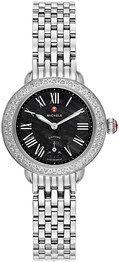 Michele Serein 12 Black Dial Stainless & Diamond Ladies Watch MWW21E000018 