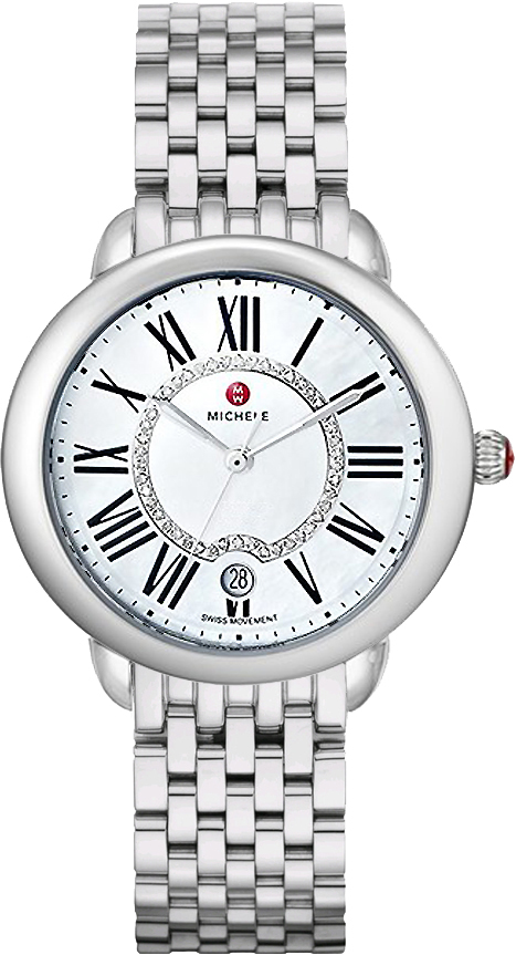 Michele Serein Battery Operated Quartz Pearl White Ladies Watch MWW21B000009 