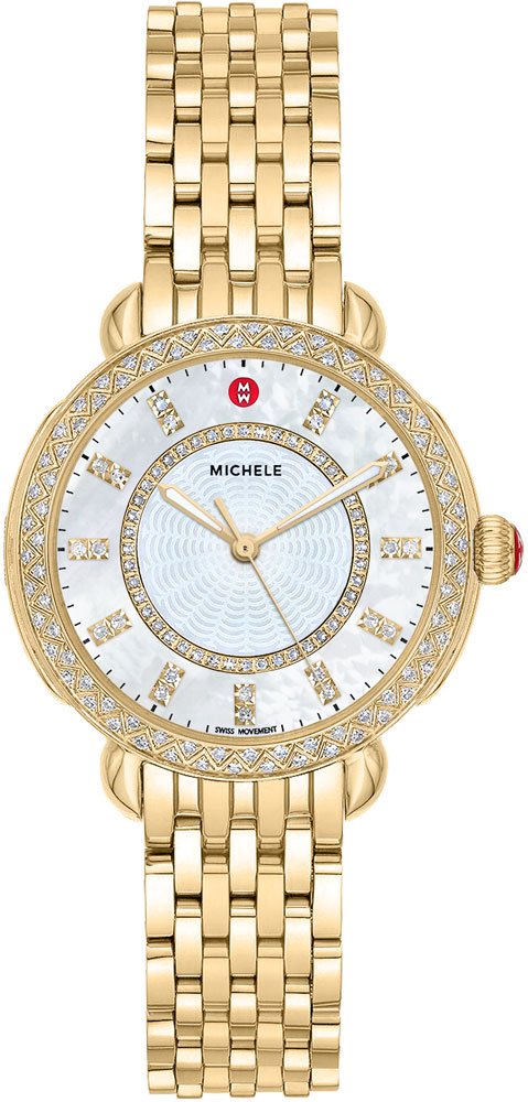 Michele Sidney Battery Operated Quartz Pearl White Ladies Watch MWW30B000004 