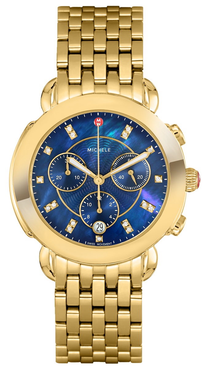 Michele Sidney Gold Diamond Blue Dial Women's Watch MWW30A000049 
