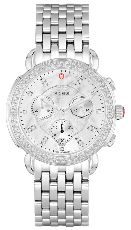 Michele Sidney Battery Operated Quartz Pearl White Ladies Watch MWW30A000001 