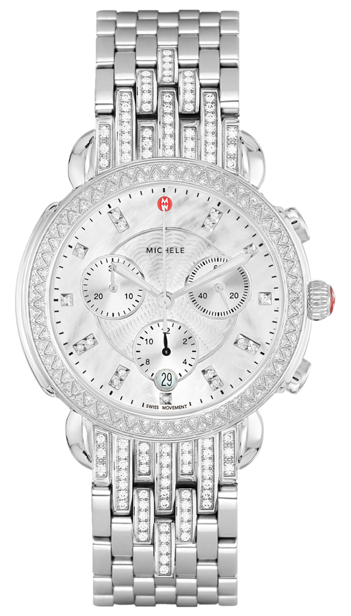 Michele Sidney Battery Operated Quartz Pearl White Ladies Watch MWW30A000012 