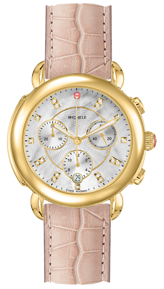 Michele Sidney Battery Operated Quartz Pearl White Ladies Watch MWW30A000038 