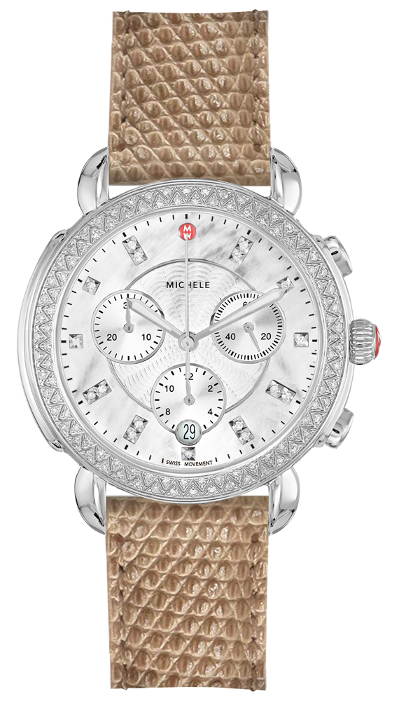 Michele Sidney Battery Operated Quartz Pearl White Ladies Watch MWW30A000040 