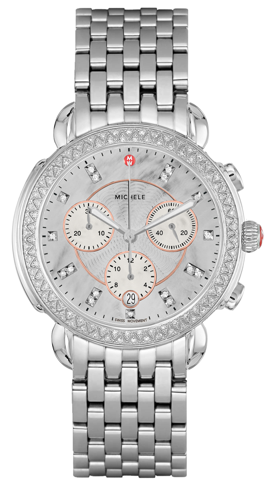 Michele Sidney Battery Operated Quartz Pearl White Ladies Watch MWW30A000028 