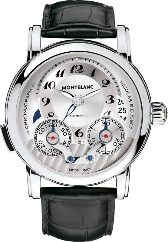 MontBlanc Nicolas Rieussec 
Self winding Automatic Silver Mens Watch 106595 