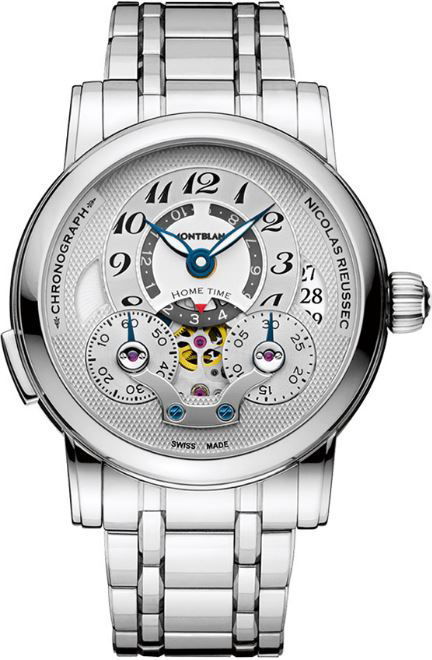 MontBlanc Nicolas Rieussec 
Self winding Automatic Silver Mens Watch 107068 