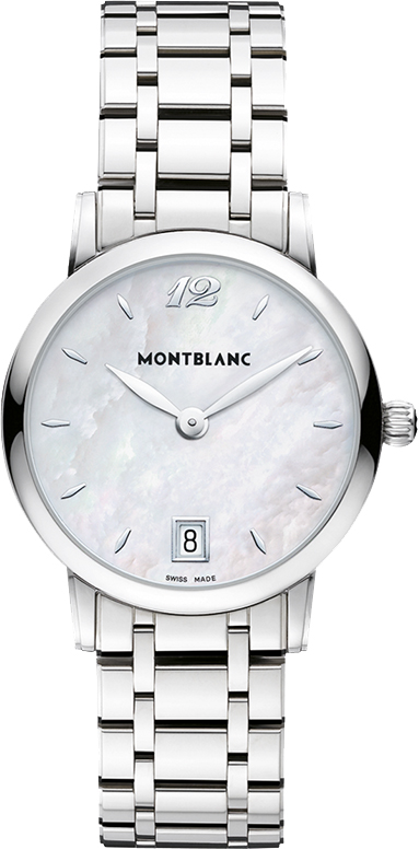 MontBlanc Star Classique Battery Operated Quartz Pearl White Ladies Watch 108764 