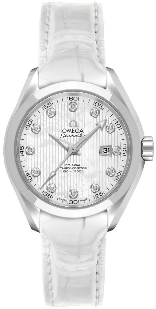 Omega Seamaster Aqua Terra Self winding Automatic Chronometer Pearl White Ladies Watch 23113342055001 