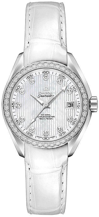 Omega Seamaster Aqua Terra Self winding Automatic Pearl White Ladies Watch 23118302055001 