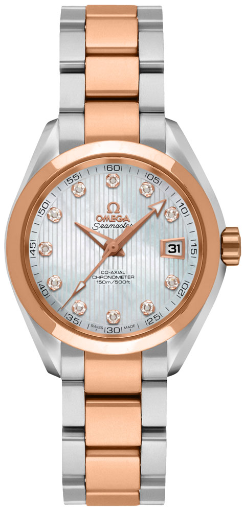 Omega Seamaster Aqua Terra Self winding Automatic Chronometer White Ladies Watch 23120302055001 