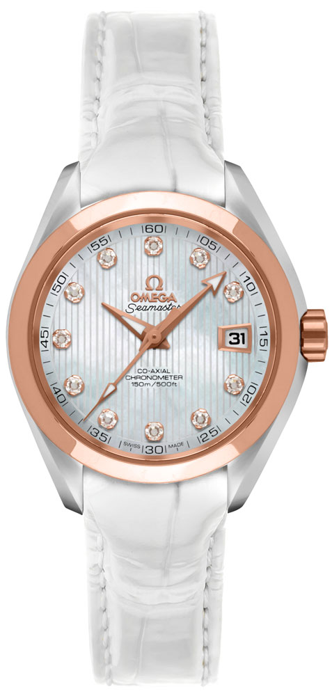 Omega Seamaster Aqua Terra Self winding Automatic Chronometer White Ladies Watch 23123302055001 