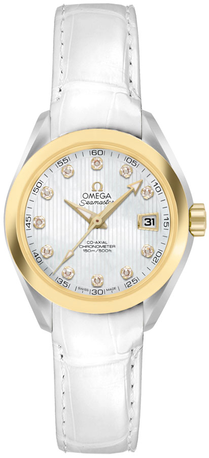 Omega Seamaster Aqua Terra Self winding Automatic Pearl White Ladies Watch 23123302055002 