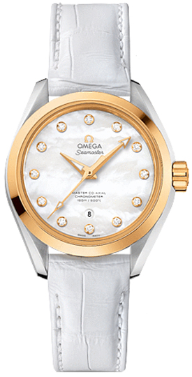 Omega Seamaster Aqua Terra Self winding Automatic Chronometer Pearl White Ladies Watch 23123342055002 