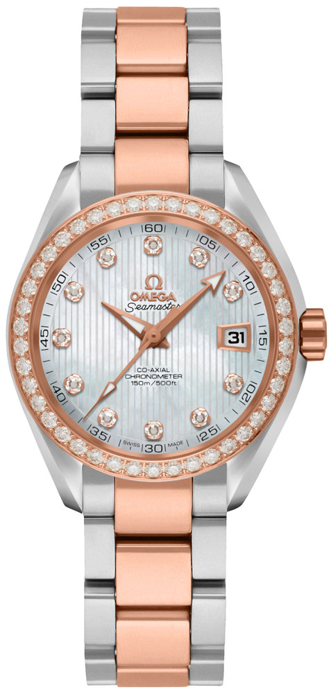Omega Seamaster Aqua Terra Self winding Automatic Chronometer Pearl White Ladies Watch 23125302055001 