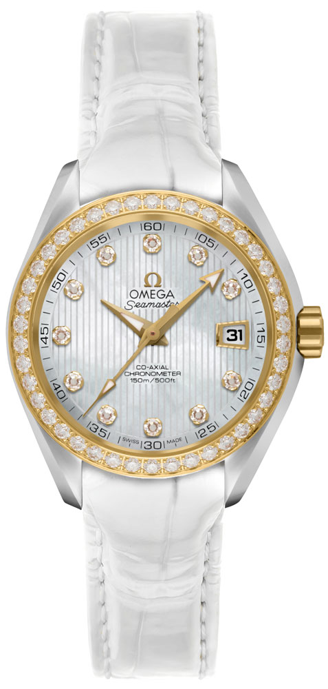 Omega Seamaster Aqua Terra Self winding Automatic Chronometer Pearl White Ladies Watch 23128302055002 