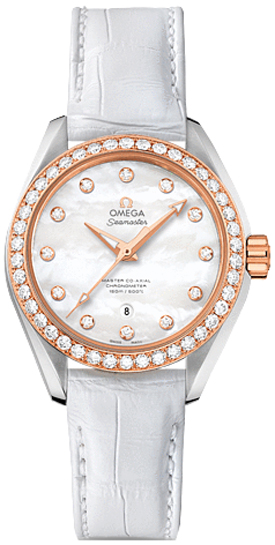 Omega Seamaster Aqua Terra Self winding Automatic Pearl White Ladies Watch 23128342055003 