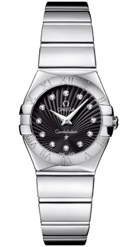 Omega Constellation Battery Operated Quartz Black Ladies Watch 12310246051002 