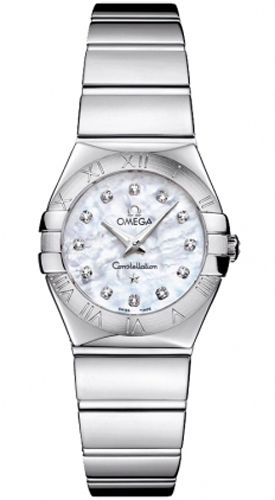 Omega Constellation Battery Operated Quartz Pearl White Ladies Watch 12310246055002 