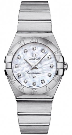 Omega Constellation Battery Operated Quartz Pearl White Ladies Watch 12310276055001 