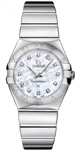 Omega Constellation Battery Operated Quartz Pearl White Ladies Watch 12310276055002 
