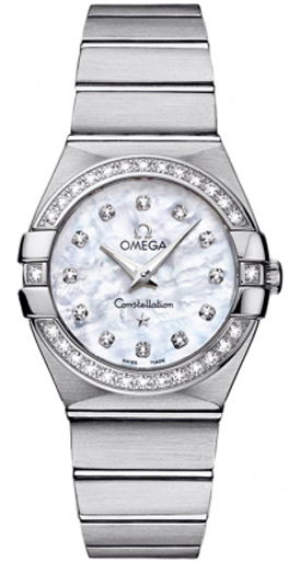 Omega Constellation Battery Operated Quartz Pearl White Ladies Watch 12315276055001 