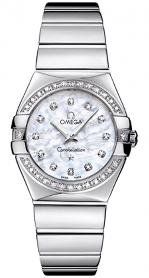 Omega Constellation Battery Operated Quartz Pearl White Ladies Watch 12315276055003 