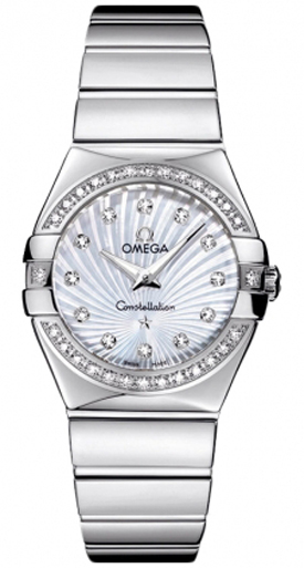 Omega Constellation Battery Operated Quartz Pearl White Ladies Watch 12315276055004 