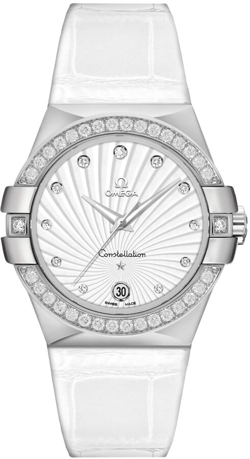 Omega Constellation Battery Operated Quartz White Ladies Watch 12318356052001 